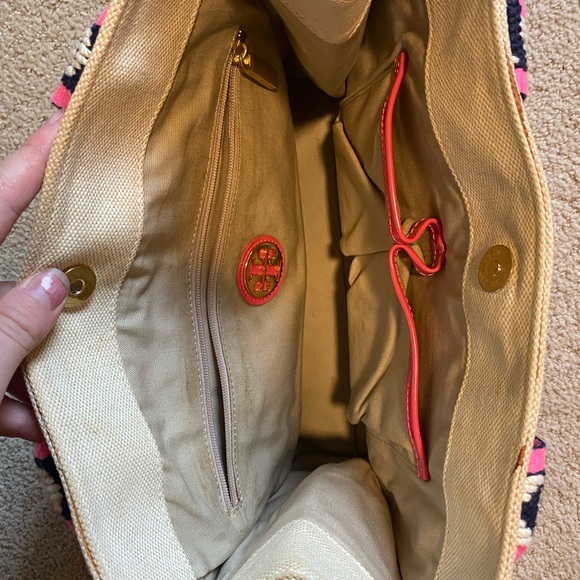 Authentic Tory Burch Mini Tory tote Habanero Pepper RARE canvas patent leather - Picture 7 of 9